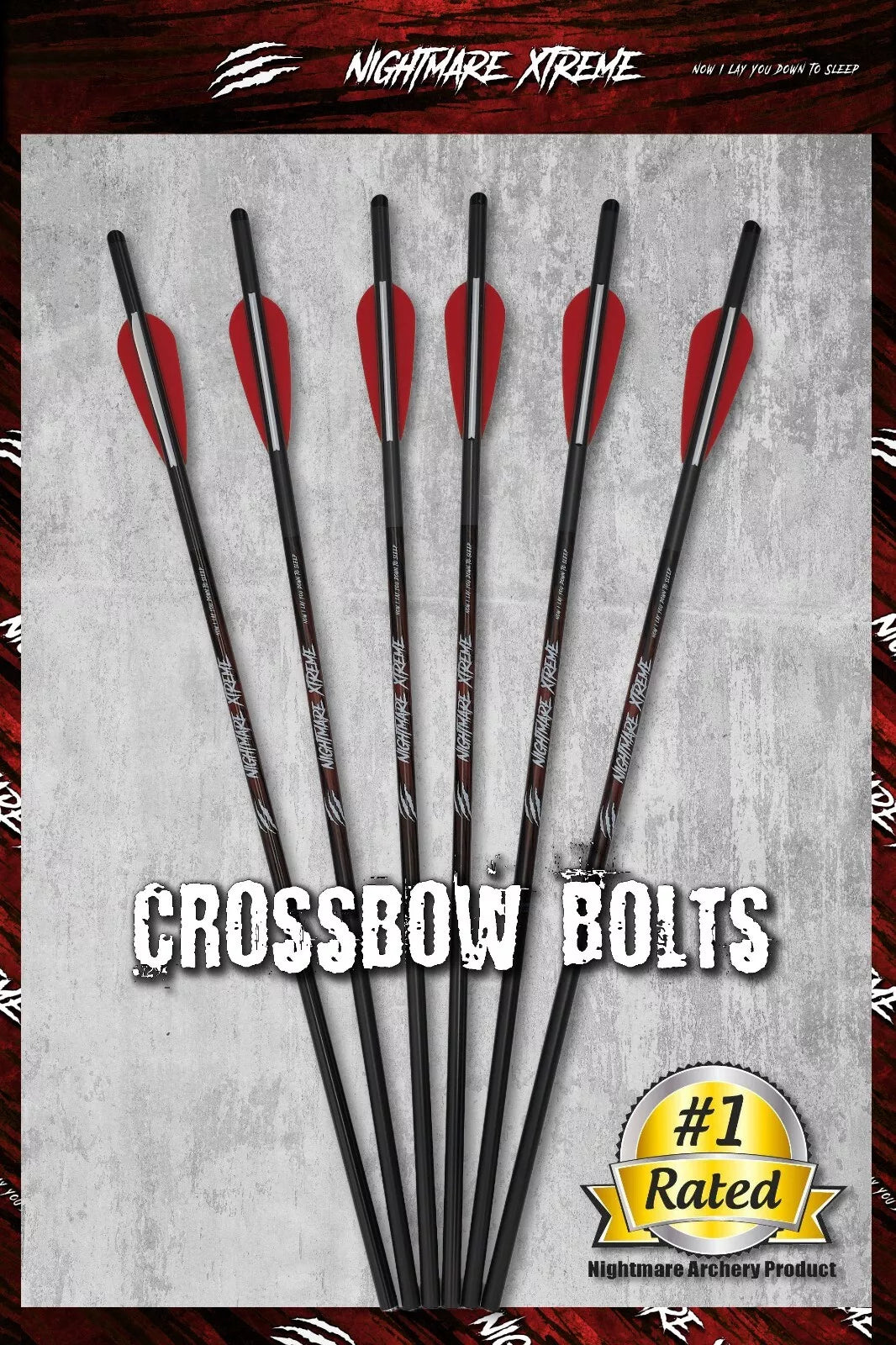 NIGHTMARE XTREME Crossbow Bolts Carbon Half Moon Nocks 6Pcs 20"or 22''