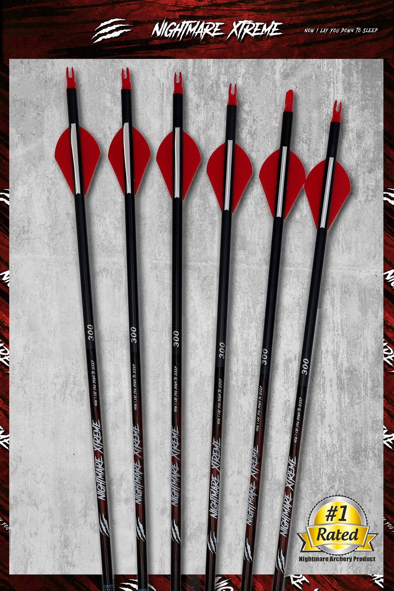 NIGHTMARE XTREME 300 / 350 / 400/ 500 spine Arrow 6/Pack Fletched