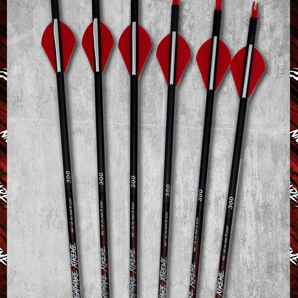 NIGHTMARE XTREME 300 / 350 / 400/ 500 spine Arrow 6/Pack Fletched-NO BOX