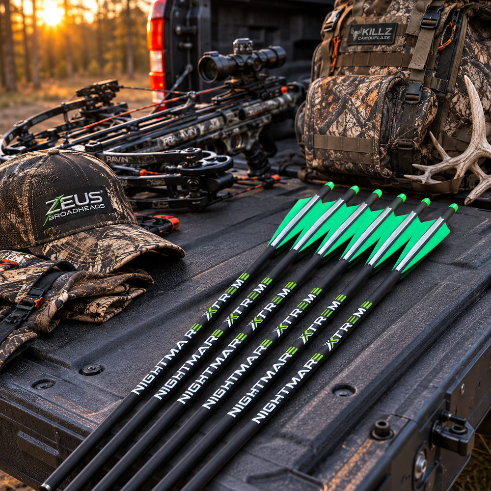 NIGHTMARE XTREME Crossbow Bolts Carbon Half Moon Nocks 6Pcs 20