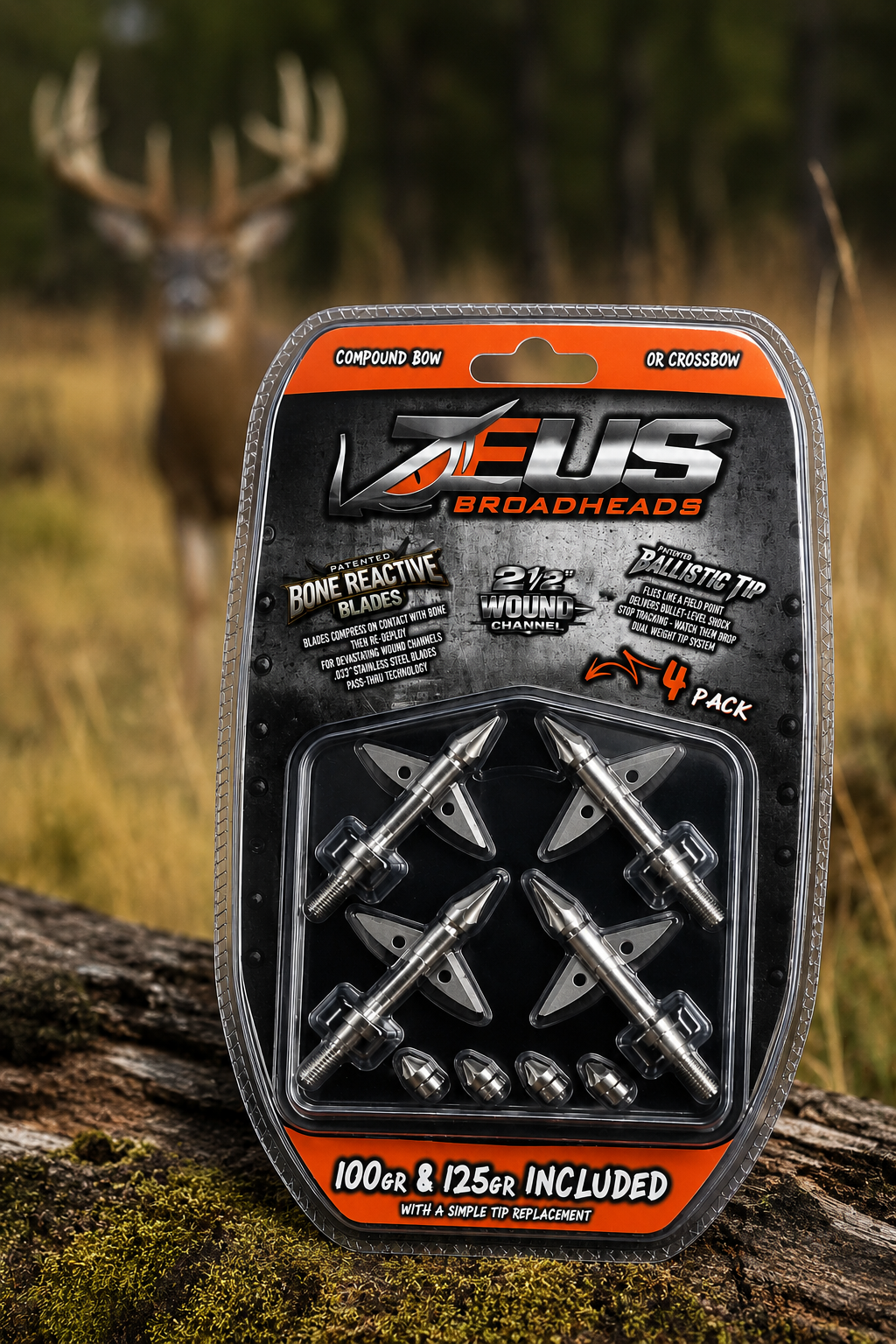 ZEUS 100/125 GRAIN BROADHEADS (4 PACK)-PRE ORDER